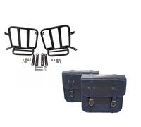 Per Royal Enfield " Super Meteora 1651cm Blu Navy Borsa Laterale & Supporto SX