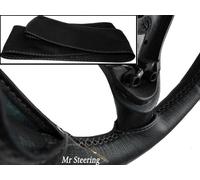 Per Saab 96 V4 1967-1980 Vera Volante IN Pelle Nera Cover Grigio Cuciture