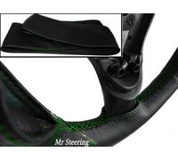Per Saab 96 V4 1967-1980 Vera Volante IN Pelle Nera Cover Verde Cuciture