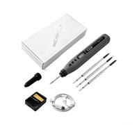 per saldatore a Stagno Portatile 180-480°C 3 per punte Intercambiabili | Ricarica USB-C rapida, 3200mAh, autonomia 60 min, display digitale chiaro, uso continuo(Grey)