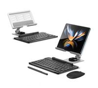 Per Samsang Galaxy Z Fold 4/Fold 3 senza fili Blueto-oth Staffa pieghevole/tastiera/mouse/penna da scrittura (Argento)