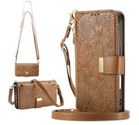 per Samsung A50/A30S/A50S Custodia Portafoglio Donna, 6 porta carte, supporto, chiusura magnetica, Cover con cerniera per Samsung A50/A30S/A50S-Marrone