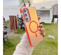 per Samsung Galaxy A14 A24 A34 A54 A15 A25 A35 A53 A55 A06 A16 A36 Cover trasparente per ricarica wireless magnetica, arancione, per Galaxy A16