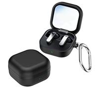 Per Samsung Galaxy Buds 4 / Buds 4 Pro Custodia per auricolari, cover protettiva ibrida in TPU+PC anti-impronta, compatibile con la ricarica wireless, con moschettone (Nero)