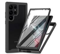 Per Samsung Galaxy S24 Ultra Case Built-in Screen Protector 360 Gradi Full Body Copertura di Protezione Antiurto Paraurti Posteriore Trasparente Cassa Del Telefono Antiurto Slim Fit Cover Nero