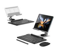 Per Samsung Galaxy Z Fold 4/Fold 3 tastiera Bluetooth Senza Fili/Mouse/Penna da Scrittura/Supporto Tastiera Rotante (Argento)