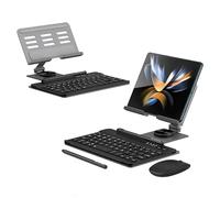Per Samsung Galaxy Z Fold 4/Fold 3 tastiera Bluetooth wireless/mouse/penna per scrivere/supporto per tastiera rotante (grigio)