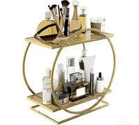 per scaffale Cosmetici 28cm Acciaio per stile Europeo per scaffale(Gold) | Doppio ripiano spazioso, acciaio al carbonio, per trucchi e essentials, design compatto