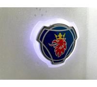 PER SCANIA GRIFFIN GRIGLIA ANTERIORE EMBLEMA DISTINTIVO BIANCO LAMPADA ILLUMI...