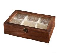 per scatola Portaoggetti Naturale Design Floreale per scatola | Legno massiccio durevole, coperchio vetro trasparente, design classico, finitura liscia, anti-schegge(B)