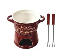 per Sciogliere Cioccolato Scaldaburro Natalizio in Ceramica 300 ml con 2 | Mini coppa fonduta Per il Campeggio, Appuntamenti, Serata Film, Matrimonio, Festa e Riunione di Famiglia