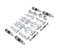 Per Scy 16101 Per Jjrc Q130A Q130B 1/16 Bracci Di Sospensione In Metallo Tazza Di Sterzo Mozzo Posteriore Collegamento Dello Sterzo Set Ammortizzatori Ricambi Per Auto RC Rc Asta di Trazione(Silver)