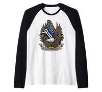 per servire e Proteggere Blue Line Police USA Flag Eagle Maglia con Maniche Raglan