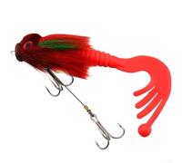 Per simulazione di topi di mare profondo con peli di cervo e occhi 3D, esca da pesca realistica in silicone con coda biforcuta flessibile per pesca in barca in acqua salata, rossa (F)
