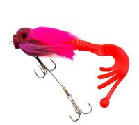 Per simulazione di topi di mare profondo con peli di cervo e occhi 3D, esca da pesca realistica in silicone con coda biforcuta flessibile per pesca in barca in acqua salata, rosso (D)