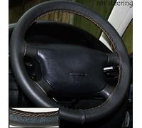 Per Skoda Fabia 1 Vera Pelle Italiana Copertura Volante Beige Con Cuciture 99-07