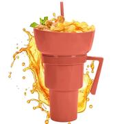 per snack e bevande, 2 in 1 per bevande e ciotola per snack, riutilizzabile con cannuccia, contenitore portatile per e alimenti per adulti, bambini e all'aperto, viaggi, campeggio