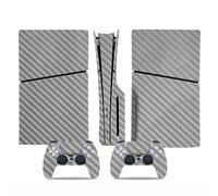 Per Sony PS-5 Slim Console Disk Edition in fibra di carbonio Skin Cover Sticker Host Center Decals Game Console Accessori (Argento)