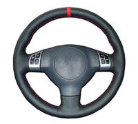 Per Suzuki Per Swift 2011 2012 2013 FAI DA TE Cucito A Mano Nero In Pelle Artificiale Copertura Del Volante Dell'automobile Indicatore Rosso(1-Black)