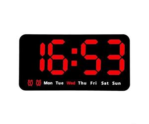 per sveglia da Parete o Tavolo Design Rettangolare per sveglia(Red) | Display HD chiaro, mostra data mese/giorno/anno, temperatura interna, formato anno/mese/giorno