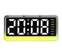 per sveglia Digitale LED Schermo 17x2.6x8cm Con per Luce Notturna | Display a schermo intero mostra per ora per giorno temperatura programmabile per luminosità regolabile