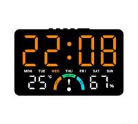 per sveglia Elettronica da Tavolo con Igrometro e Termometro, Display LED Gigante per Ufficio, Funzione Comfort, Plastica Robusta 16x3.3x10cm(orange)