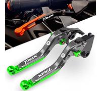 Per T-MAX 500 530, TMAX 560/DX/ABS, TECH MAX ABS, Accessori Moto CNC Regolabile Allungabile Pieghevole Freno Frizione Leve (Verde)