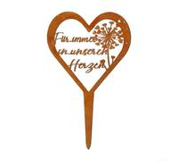 per targa Memoriale per cuore Metallo 28x18cm per giardino | per cuore simbolico, incisione dente di leone, colore oro elegante, per ideale per cimiteri e giardini privati