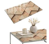 Per Tavolini da Salotto 120x80 cm | Rettangolare | Multiuso | Con Stampato | geometria tedesca | Spessore 4 mm | Bordi a Filo Lucido | Decorazioni per Cucina e Soggiorno | Vetro Temperato