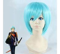 Per The Sword Dance Touken Ranbu Hitofuri Cosplay Full Wig Short Green Mix Straight Synthetic Hair Wigs