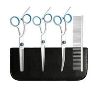 Per Toelettatura Cani - 3 Pezzi Cesoie Per Cuccioli Con Pettine | Acciaio Dritte Curve Per Sfoltimento Animali Domestici | Per Gatti e Cuccioli Taglio Faccia Orecchio