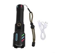 per torcia LED 30W Ricaricabile USB-C per zoom 600m Impermeabile | 30W per raggio , per zoom regolabile, ricarica USB-C, 5 modalità luce, corpo alluminio nero(Battery Not Included)