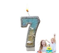 per torta di compleanno, di compleanno per torta | Candela per a tema spiaggia | Candeline per feste con stelle marine blu da 0a 9, decorazioni per torte per feste di, anniversari