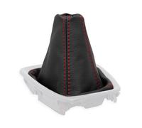 PER TOYOTA AURIS 2 2012-2014 CUFFIA LEVA CAMBIO PELLE NERA CUCITURE ROSSE