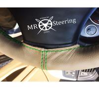 Per Toyota Corolla E90 87-92 pelle Beige Copertura Del Volante Verde Doppio S.