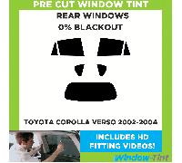 Per Toyota Corolla Verso 2002-2004 Pre Taglio Pellicola Finestrini Post. 0% Buio