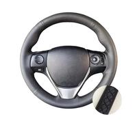 Per Toyota E'Z per RAV4 per Auris 2013 2014 Coprivolante in pelle microfibra traforata nera(Nero)
