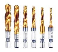 Per trapano combinato e set di maschi con filettatura metrica HSS M3-M10 Vite Maschiatura Strumento 1/4 "Shank Riparazione a mano a gambo esagonale