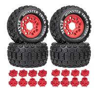 Per Traxxas Per Maxx Per Arrma Per Granite 1/10 4 Pezzi 128mm Pneumatico 12mm E 14mm Hex RC Monster Truck Parti Automobili Modelli Accessori(Red)