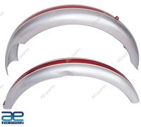 Per Triumph T120 T100 T90 Ciliegia & Argento Anteriore & Retro Parafanghi Set