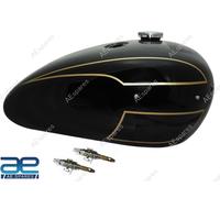 Per Triumph T140 Nero Dipinta Benzina Serbatoio Con Cromo Tappo & Coperchio