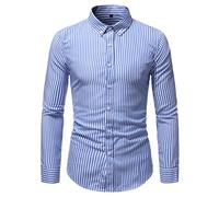 per Uomo Camicia Classica Strisce Verticali Autunno Manica Lunga Formale Blu Camicia da Lavoro Top Camicia da Uomo Oversize per Esterno Tempo Libero Viaggi Incontri Vacanze Manica, C-Blue, 4XL