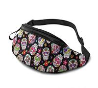 per Uomo Donna, Day Of The Dead Sugar Skulls con Cintura Tasca a Tracolla Regolabile Borsa a Tracolla Borsa sul Petto per Viaggiare Escursionismo Ciclismo Corsa