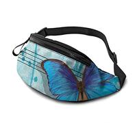 per Uomo Donna, Morpho Farfalla Blu e Note con Cintura Tasca a Tracolla Regolabile Borsa a Tracolla Borsa sul Petto per Viaggiare Escursionismo Ciclismo Corsa