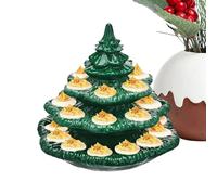 per uova ripiene, vassoio a forma di albero di Natale con coperchio, per uova impilabile, riutilizzabile, supporto creativo per albero di Natale con uova del diavolo, da cucina Na