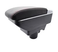 Per Vauxhall Per Astra 2004-2010 Scatola Portaoggetti Per Auto Bracciolo Interno Bracciolo Decorazione In Pelle Nera A Doppio Strato(Red Thread)