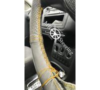 Per Vauxhall Viva Hb 66 + Grigio Bicolore Volante IN Pelle Cover Giallo Stich