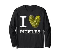 per Veri Amanti dei sottaceti: I Love Pickles - Testo Bianco Maglia a Manica