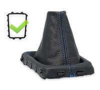 PER VOLVO XC60 FL 2014-2017 CUFFIA LEVA CAMBIO PELLE NERA CUCITURE BLU TELAIO
