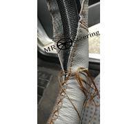 Per VW Beetle 1953-1971 Grigio Bicolore Volante IN Pelle Cover Marrone Punto